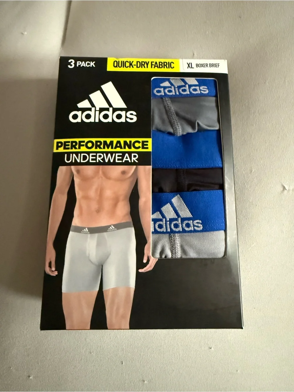 adidas Performance Boxer Briefs - Blue & Gray (3 Pack)